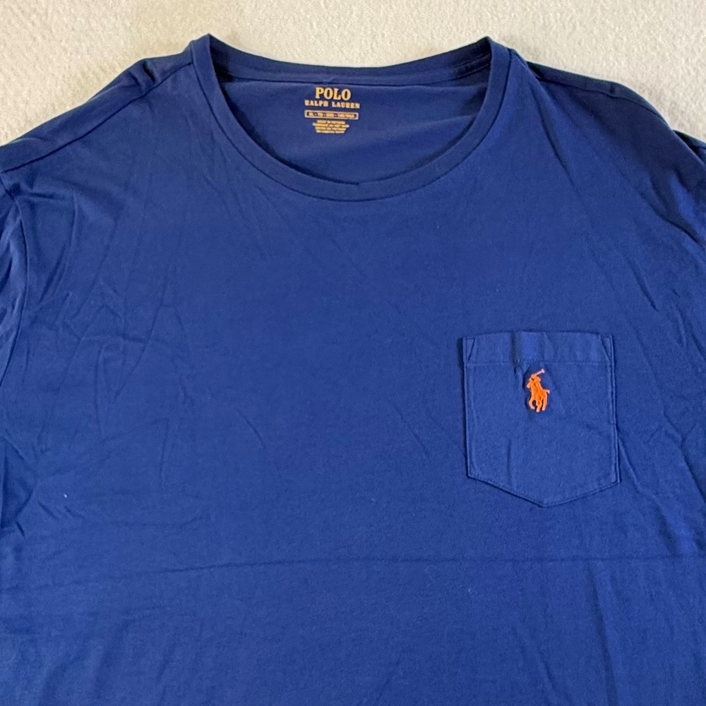 Polo Ralph Lauren Long Sleeve Pocket Tee Mens XL Embroidered Pony Navy Blue